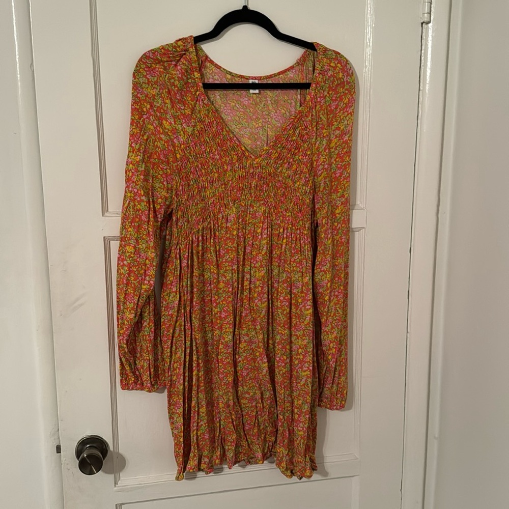 BP neon smocked dress